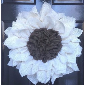 Burlap Sunflower Wreath Creme And Brown    173421449712
